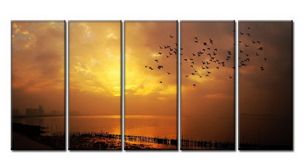 Modern Oil Paintings on canvas sunglow painting -set08015