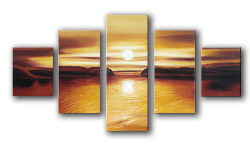 Modern Oil Paintings on canvas sunset glow painting -set08152