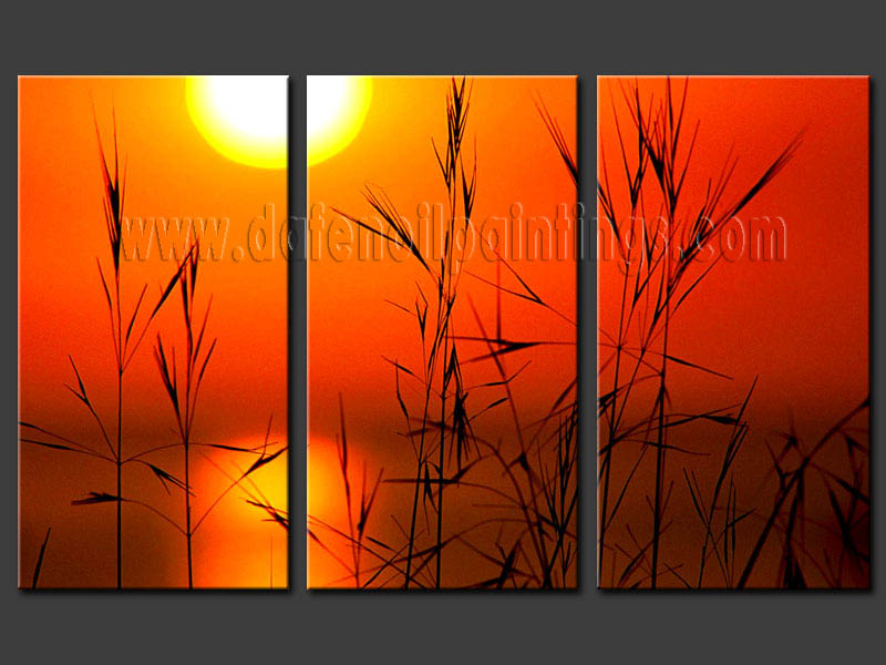 Modern Oil Paintings on canvas sunset glow painting -set08167 Modern Oil Paintings on canvas sunset glow painting -set08167