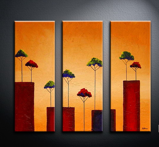 Modern Oil Paintings on canvas tree painting -set09061