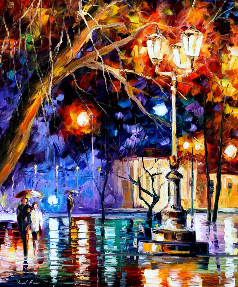 Modern impressionism palette knife oil painting City045