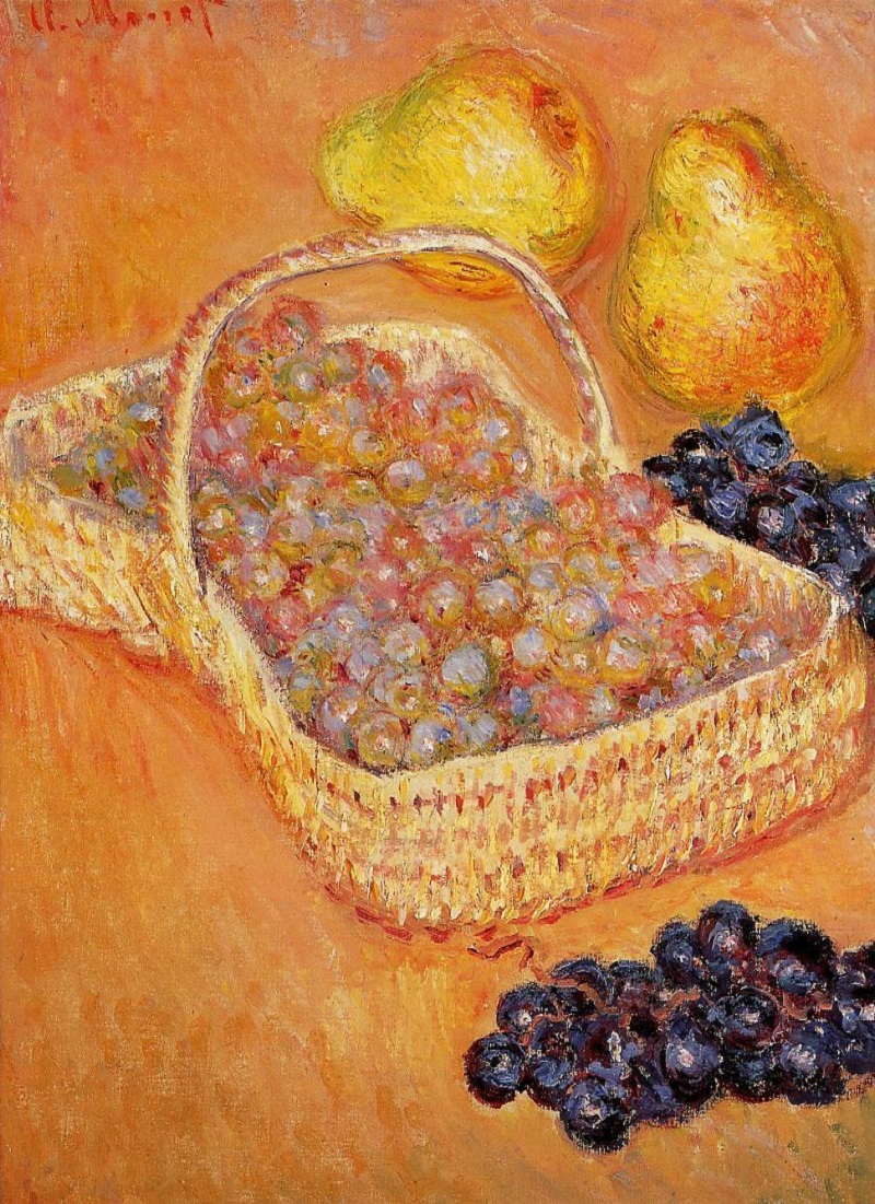 Monet Oil Paintings Basket of Graphes, Quinces and Pears 1885