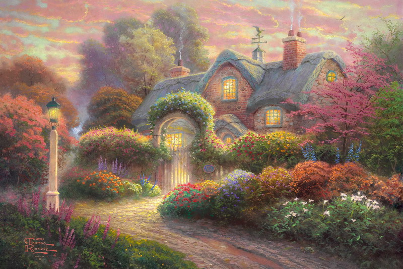 Modern Thomas Kinkade Landscape oil painting TK004