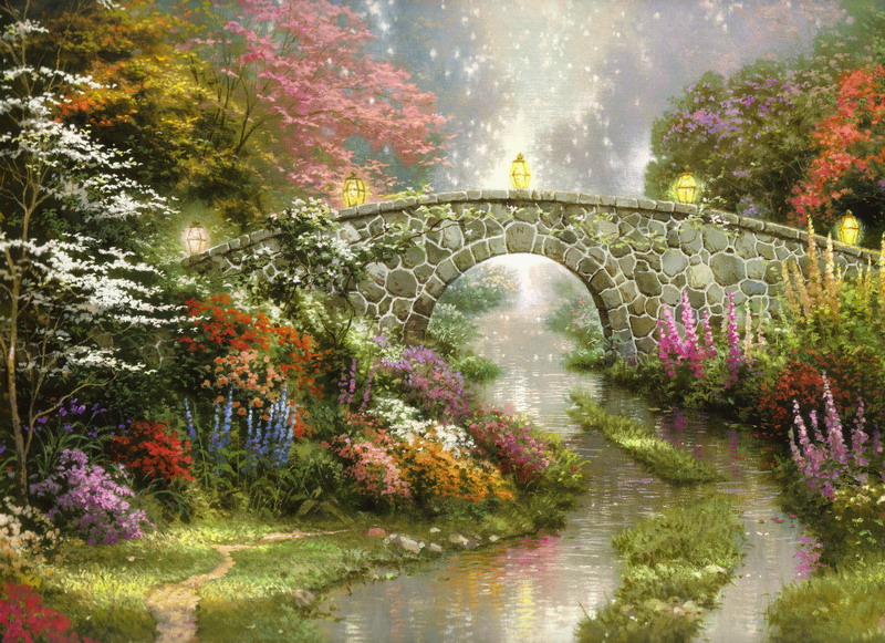 Modern Thomas Kinkade Landscape oil painting TK008