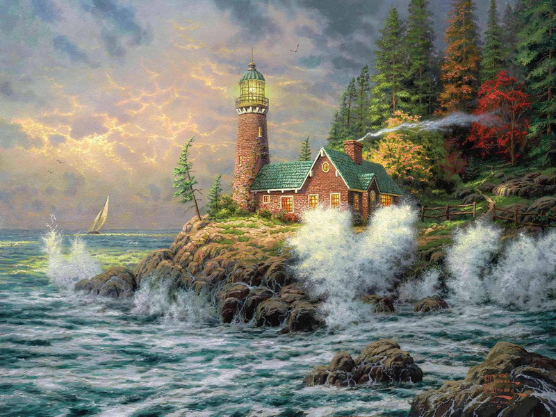 Modern Thomas Kinkade Landscape oil painting TK009