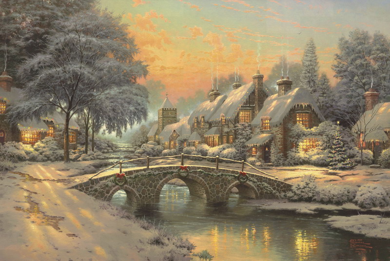 Modern Thomas Kinkade Landscape oil painting TK043