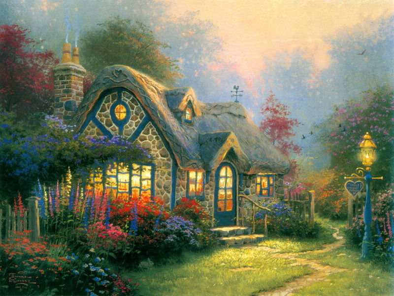 Modern Thomas Kinkade Landscape oil painting TK049