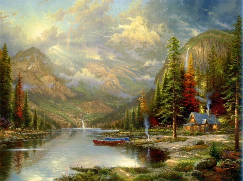 Modern Thomas Kinkade Landscape oil painting TK069