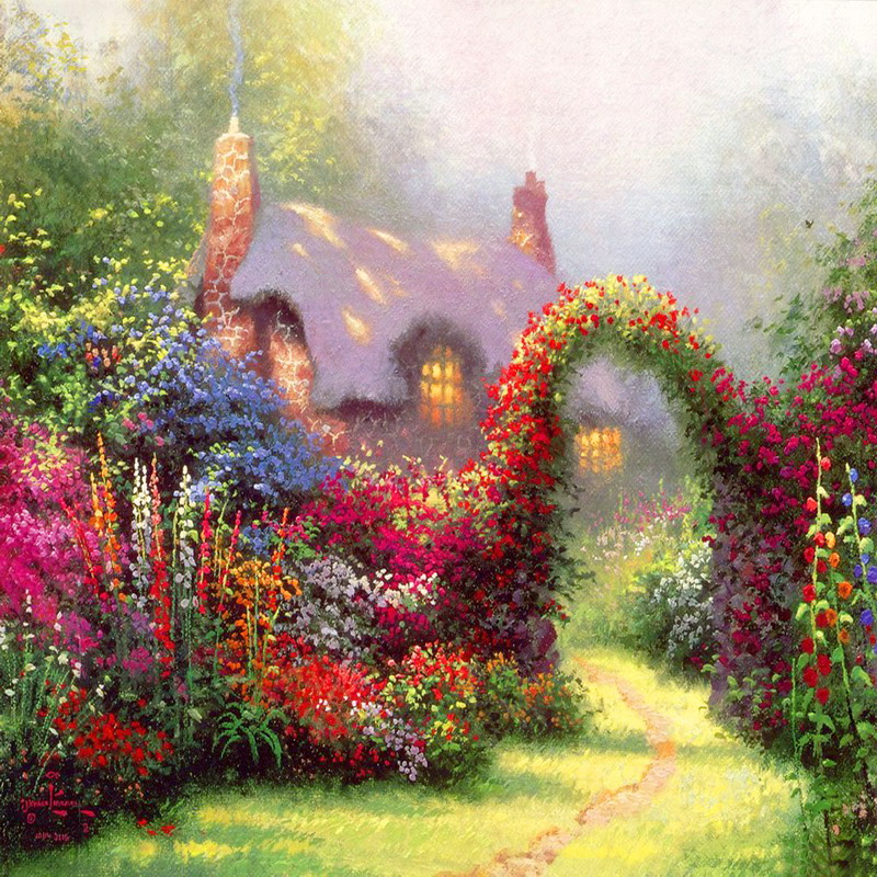 Modern Thomas Kinkade Landscape oil painting TK141
