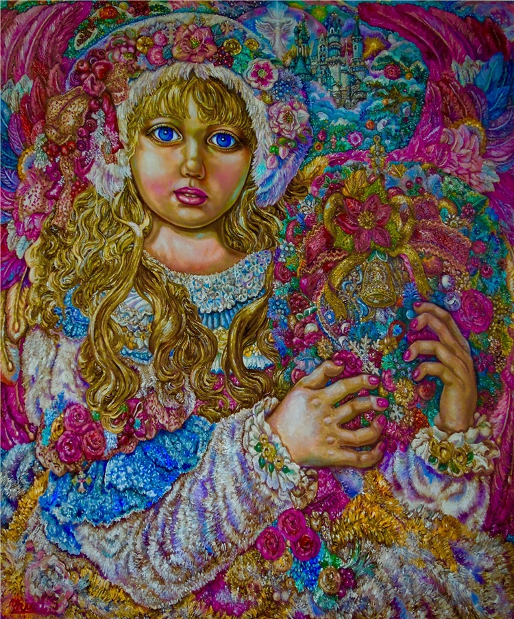 Yumi Sugai Oil Painting An Angel Of The Christmas Wreath