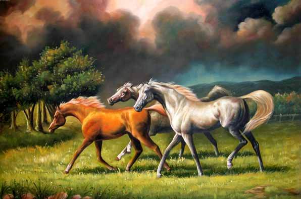 Dafen Oil Painting on canvas -horse031 Dafen Oil Painting on canvas -horse031